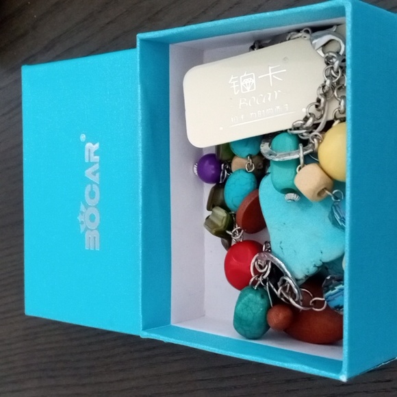 NWT Bocar. Silver Tone . Mix Materials Colorful Long Necklace. - Picture 14 of 14